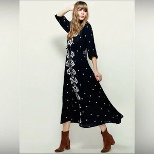 Free People Fable Black and White Floral Dress